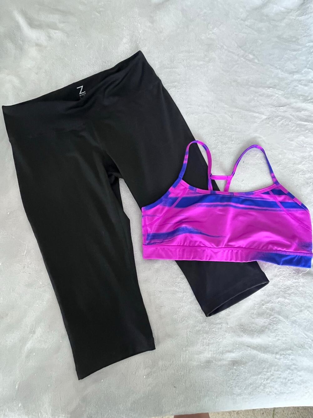 Zella Yoga Work Out Active Set Sz Large Capri Leggings Sports Bra Nordstrom